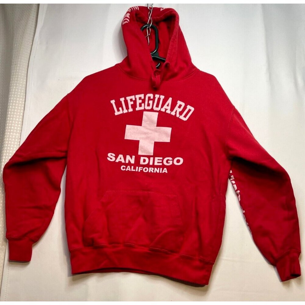Lifeguard California hoodie sweater mens medium long sleeve San Diego Cali red